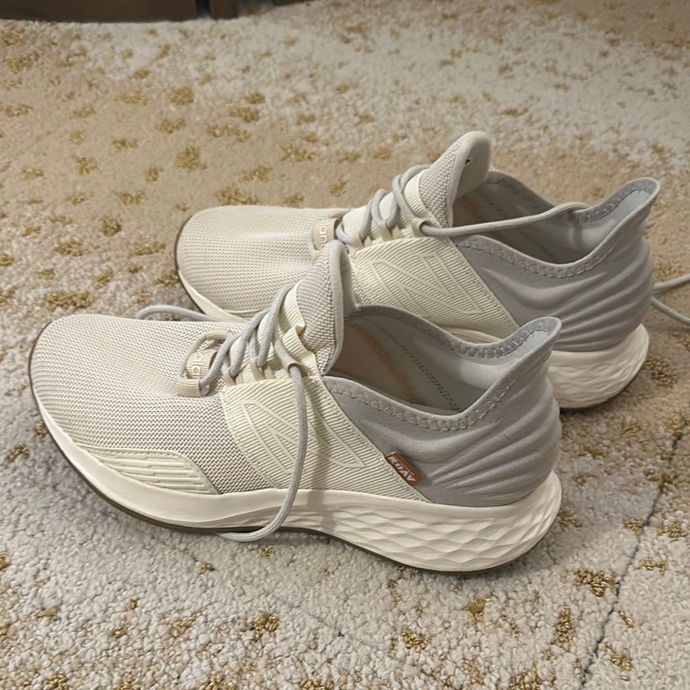 New Balance Women's Cream and Light Gray Slip-On Sneakers